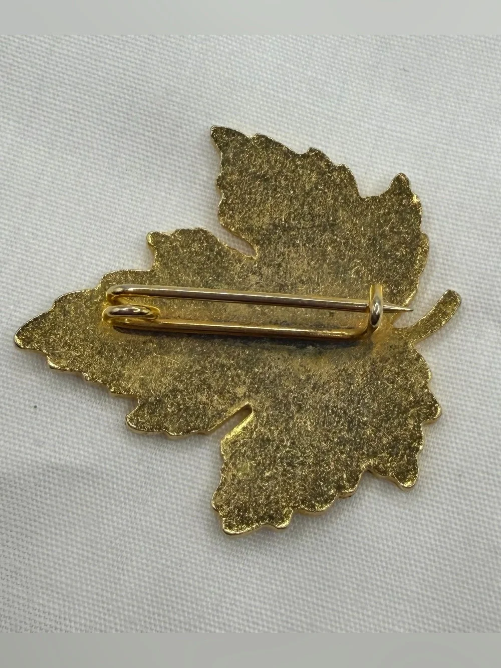 Vintage Goldtone Maple Leaf Brooch Pin Red Yellow Green Enamel Fall Foliage